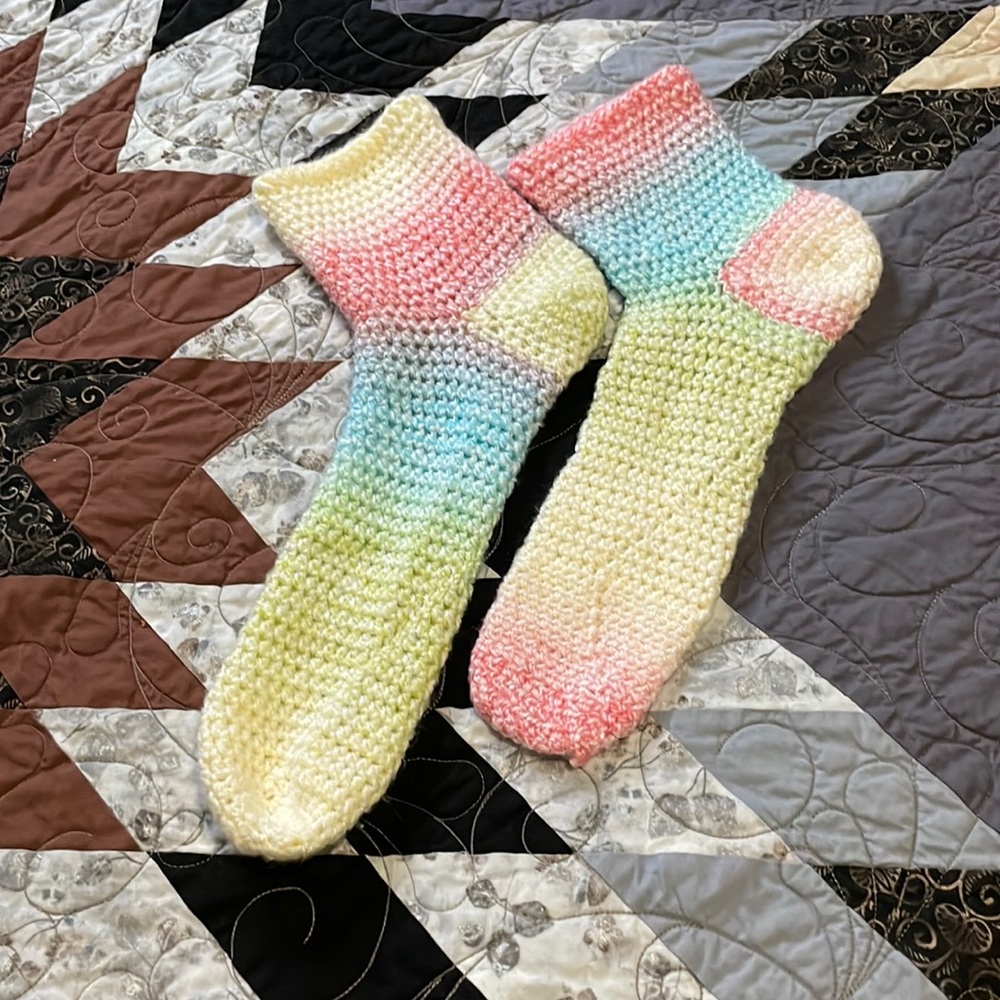 Handmade crocheted socks XL